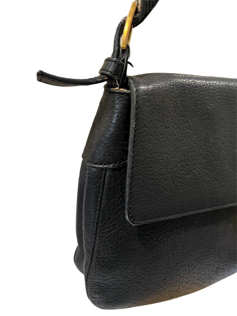 Salvatore Ferragamo Black Leather Shoulder Bag with Gold Hardware - Picture 5 of 11